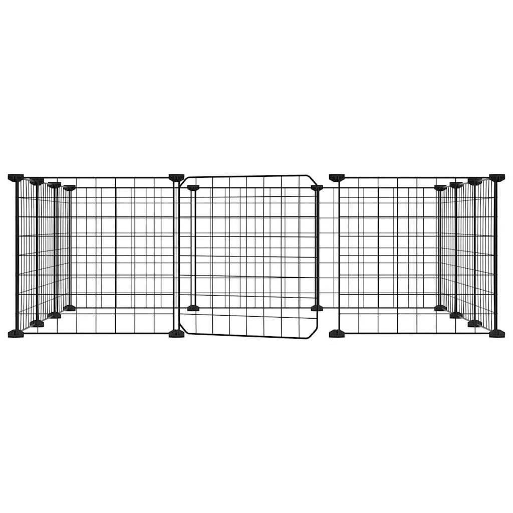 Gabbia per animali domestici a 12 pannelli con porta 35 x 35 cm nera 02_0041562