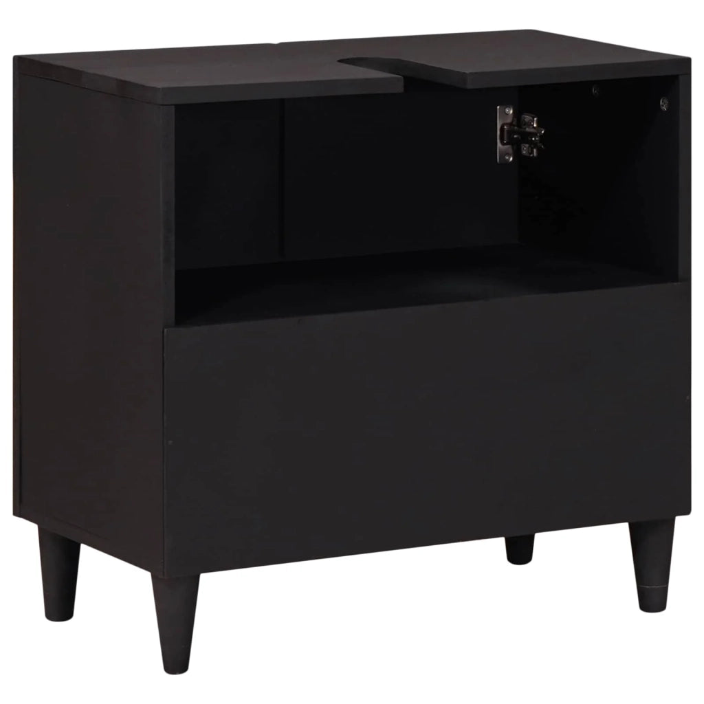 Mobiletto sottolavello moderno con design floreale 62 x 33 x 58 cm con funzionale spazio di archiviazione in legno massello di mango 02_0057861