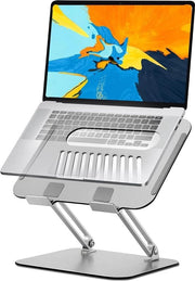 Standa per laptop - Stand per laptop in alluminio regolabile in altezza per scrivania - per pc notebook tablet - tutte le laptop da 10 a 17 pollici - argento