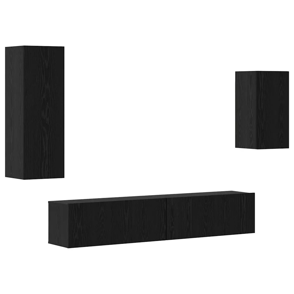 Set mobile TV 4 pcs Rovere Nero Legno multistrato 3393415