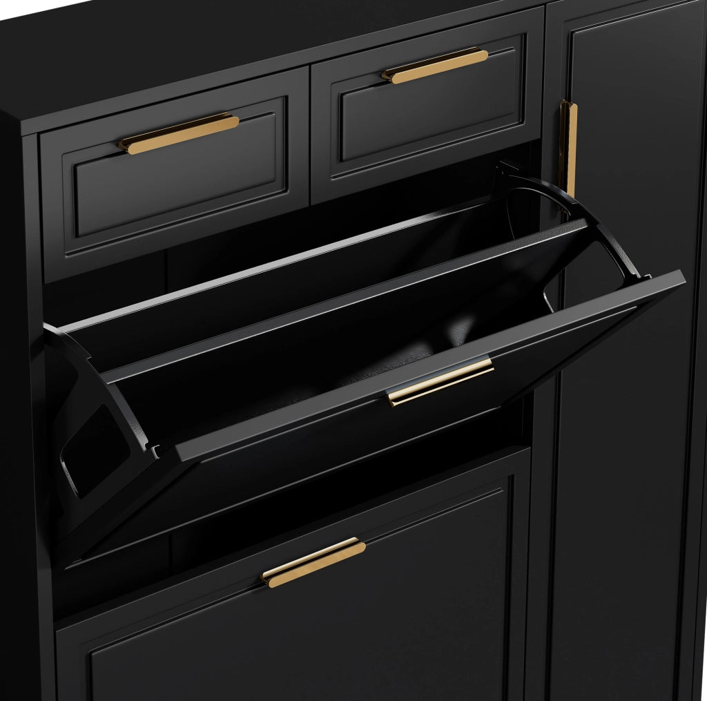 Mobile portascarpe nero 95x24x107,5 cm con vani modulari