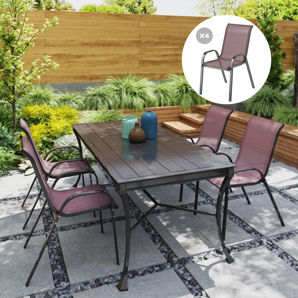 Sedie da Giardino Impilabili con Braccioli Curvi ¨C zephmum ¨C Tessuto Marrone 54x71x93 cm