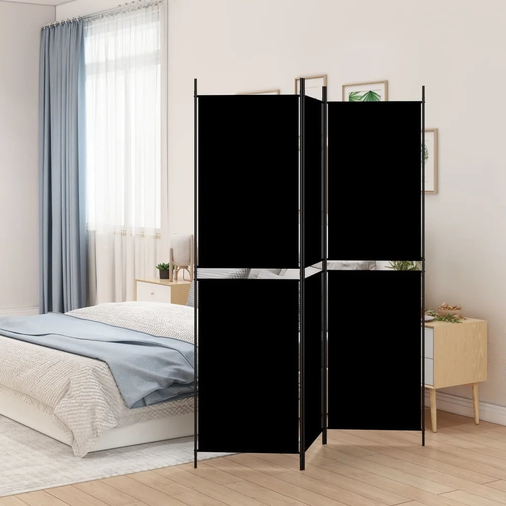 Divisorio a 3 Pannelli Nero 150x200 cm in Tessuto 350229