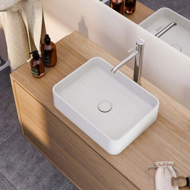 Lavabo da appoggio sabbia rettangolare bianco 406x304x101 mm senza piletta