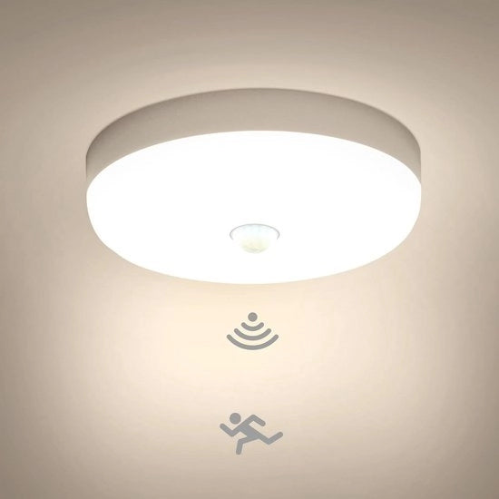Lampada a soffitto LED a LED a raggio circolare con rilevamento movimento - 15W 4000K 1500LM IP56 impermeabile all'acqua - Bianco neutro - Per ingresso garage scala scala esterno cucina bagno