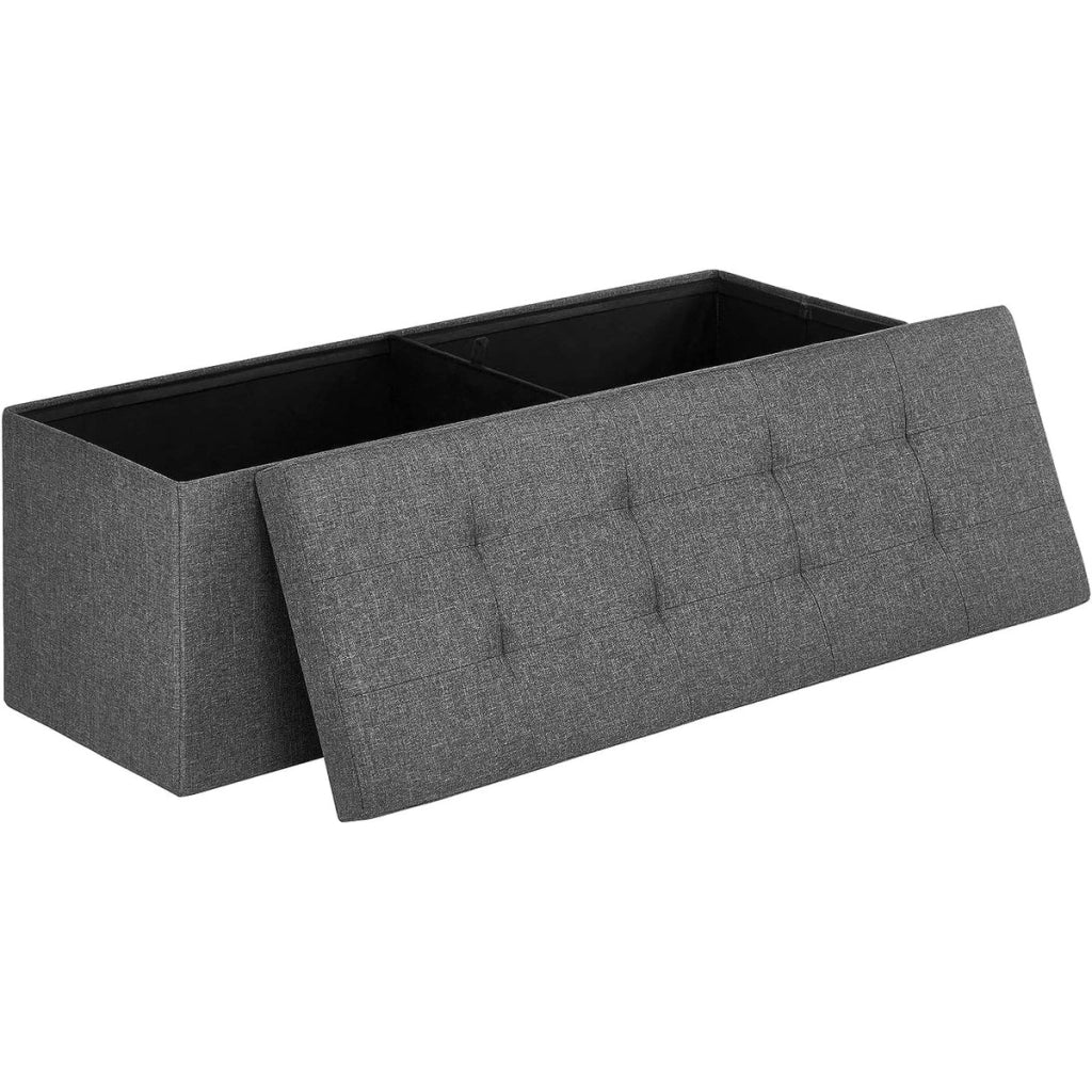 Panca contenitore pieghevole in tessuto grigio scuro