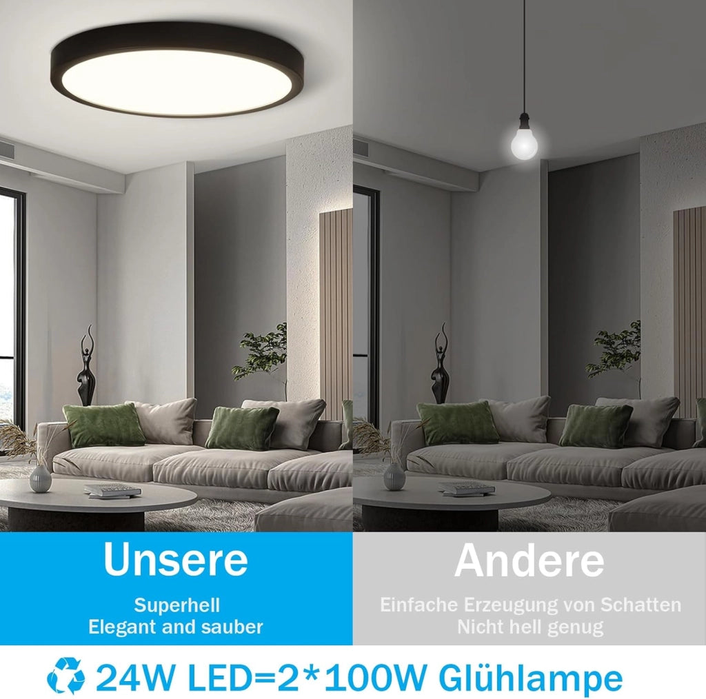 ZMH Lampada da soffitto plafoniera LED rotonda nera 24W 4000K bianco neutro 23cm per cucina ufficio soggiorno