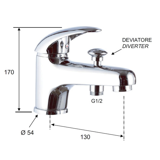 Rubinetto lavabo/vascacon deviatore, senza kit doccia - serie ten