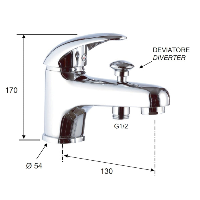 Rubinetto lavabo/vascacon deviatore, senza kit doccia - serie ten