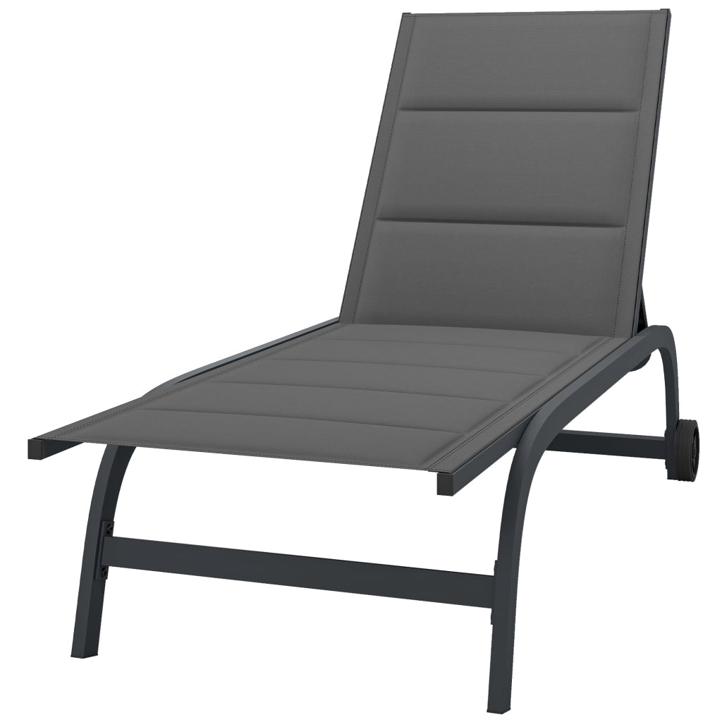 Lettino Pieghevole con Schienale Regolabile ¨C zephmum ¨C Grigio Scuro 62x165x94cm