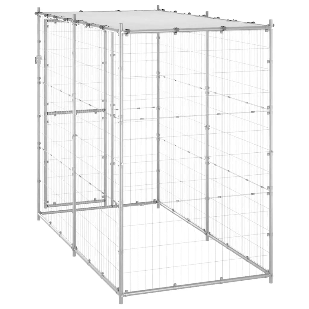Gabbia per Cani da Esterno in Acciaio con Tetto 110x220x180 cm 150800