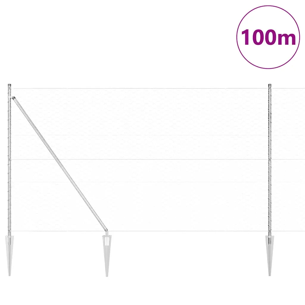 Palo della recinzione Argento 100 x 1,5 m (rete da 50 mm)