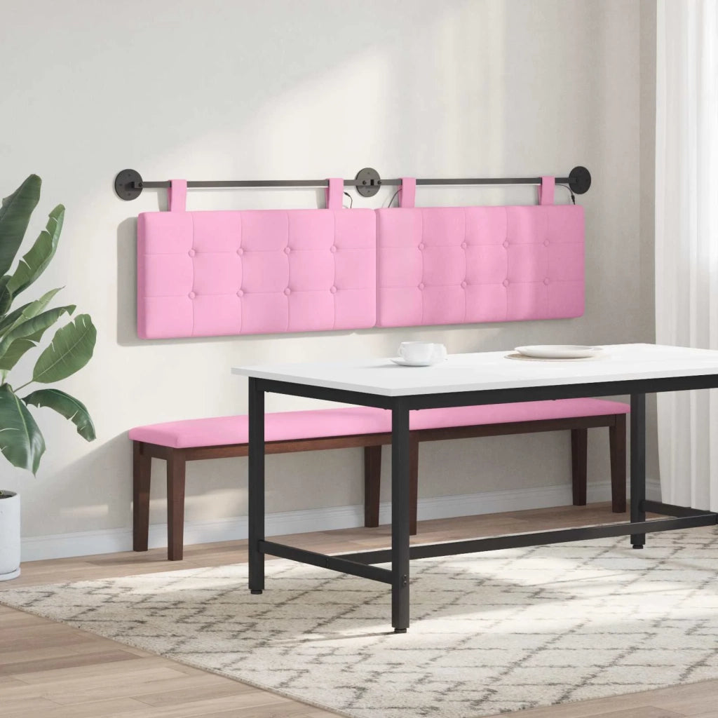 Testiera | Testata sospesa Con luce LED Rosa Tessuto