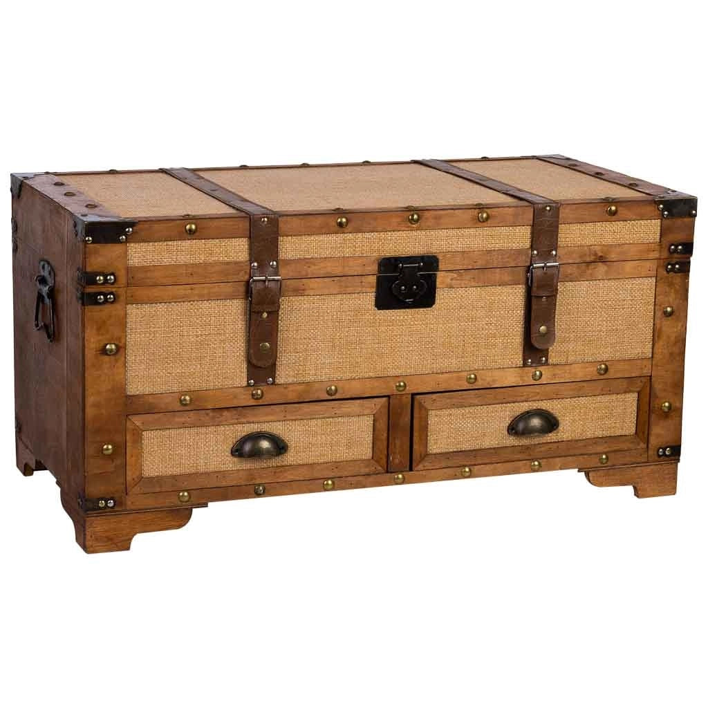 Baule in legno marrone 90x45x45,5