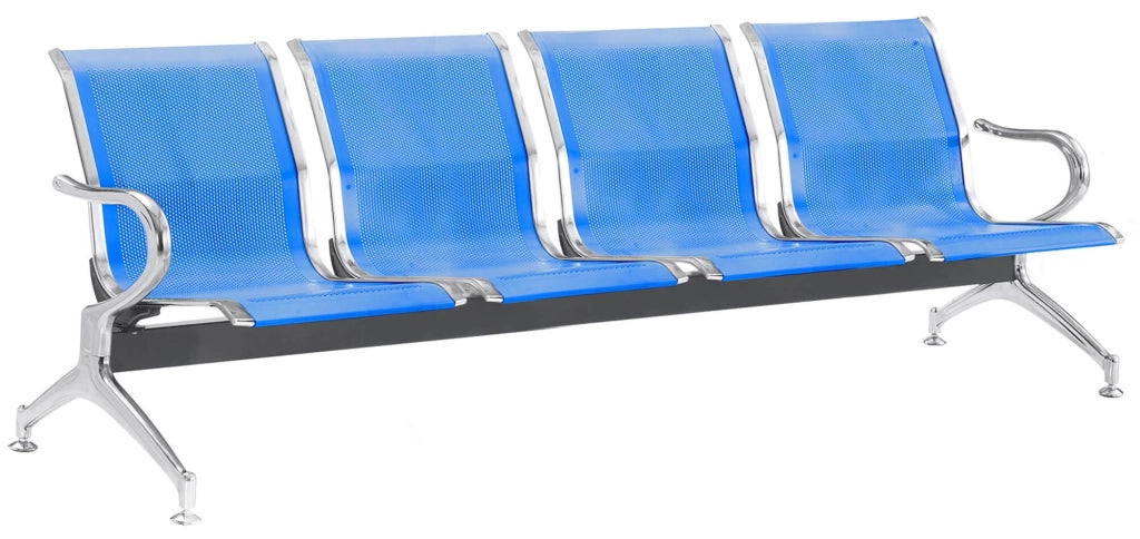 Panca per Sala Attesa 4 Posti in Acciaio da Ufficio Tosini Blu