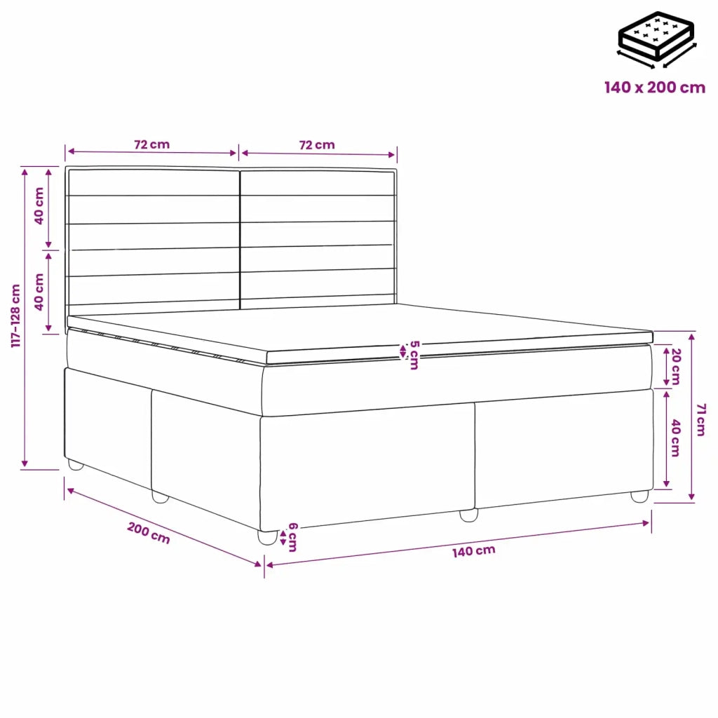 Letto box spring con materasso Crema 140 x 200 cm Tessuto 3454408