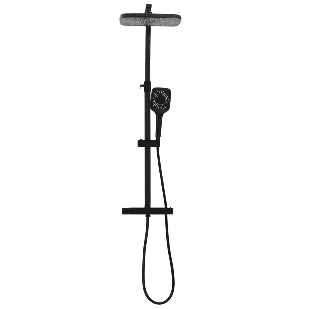 Set Soffione Doccia Duale con Miscelatore e Tubo Ottone Nero CFW8660184