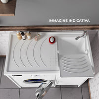 Lavatoio e Coprilavatrice in PVC 109x60x89 cm Forlani Tidy Bianco Lato Destro