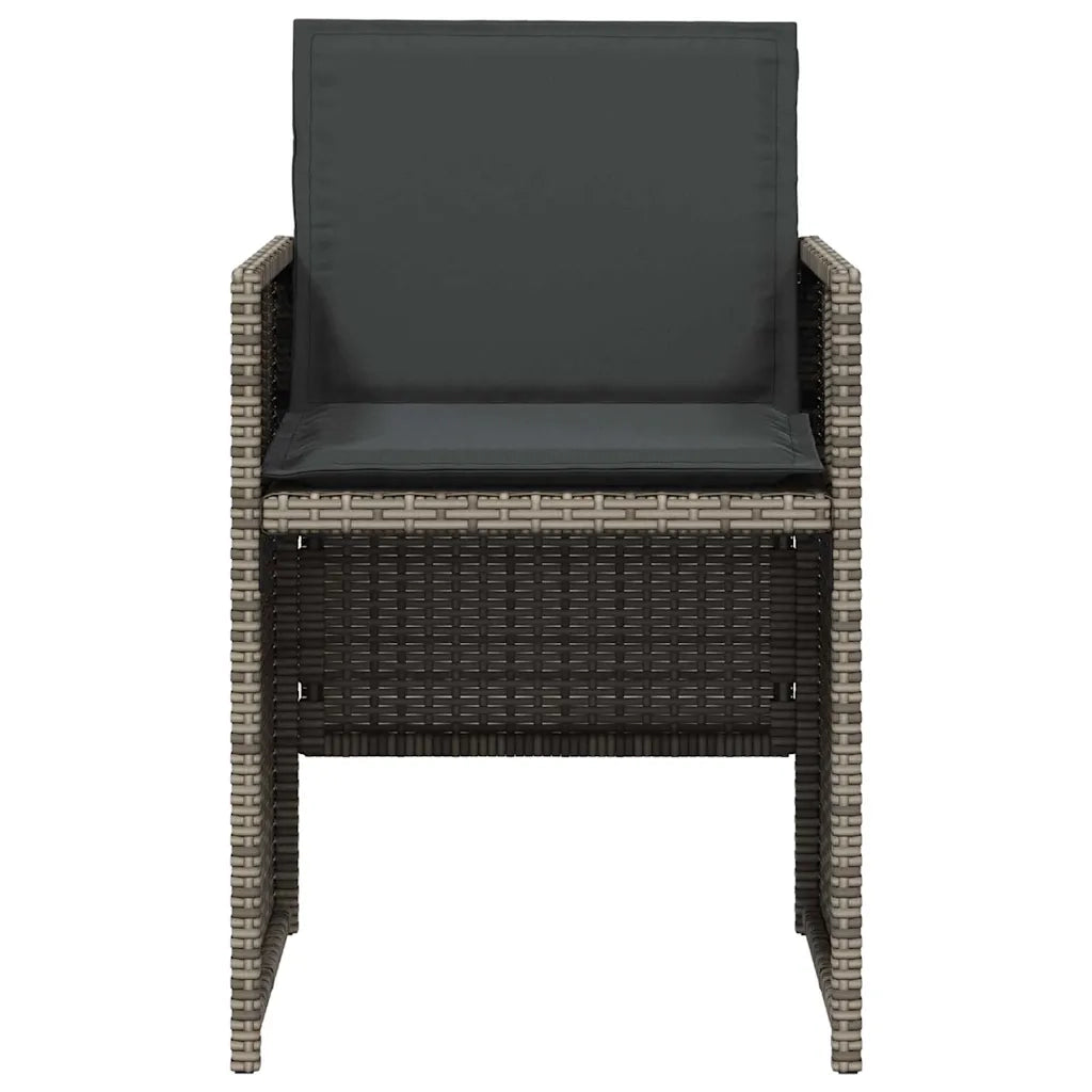 Set da Pranzo da Giardino 5 pz con Cuscini in Polyrattan Grigio