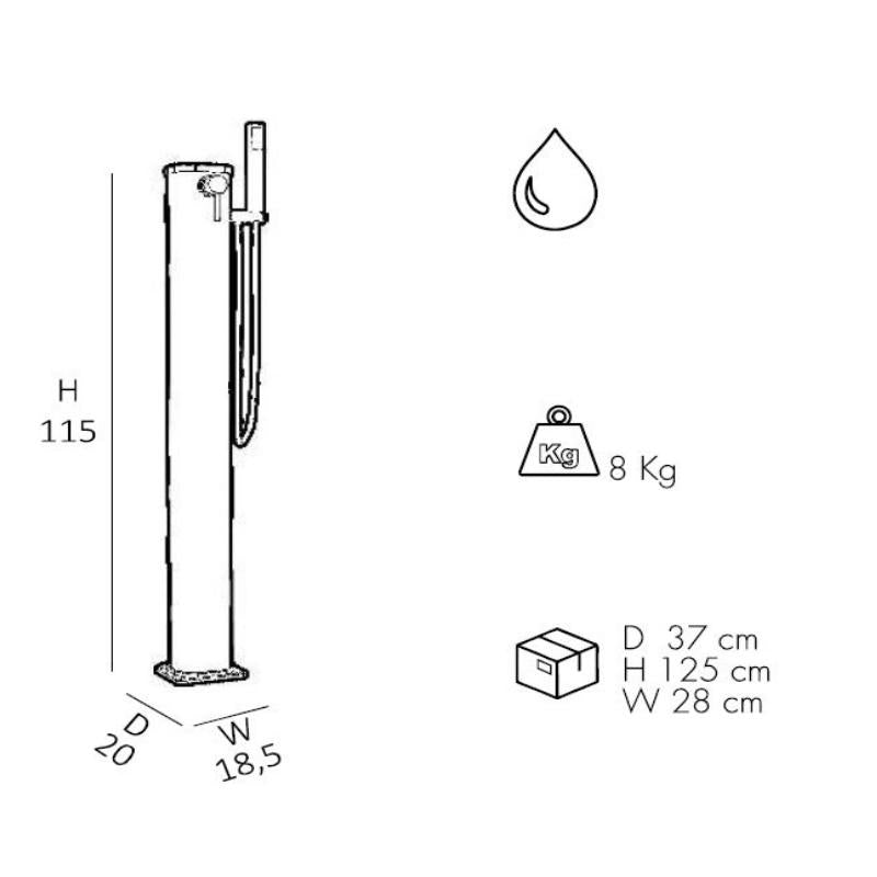Doccia Tradizionale Jolly Go In Alluminio Con Doccetta Mobile Colore Arancione Cv-Jg145/2009