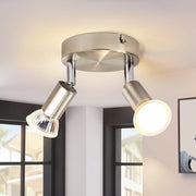 ZMH Faretto da soffitto cromati 2 luci GU10 moderni rotondi orientabili 350° per cucina soggiorno senza lampadina