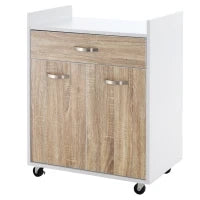 Carrello da Cucina Portavivande per Microonde con 4 Ruote, in Legno, 60x40x77cm - Rovere
