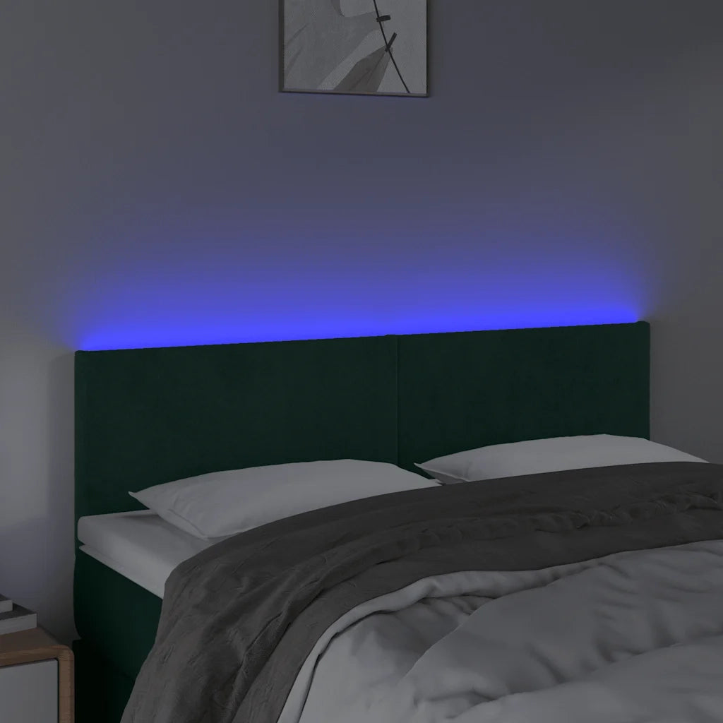 Testiera a LED Verde Scuro 144x5x78/88 cm in Velluto