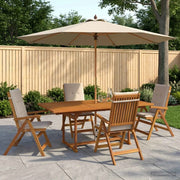 Set da pranzo da esterno con ombrellone 6 pz Bianco Crema 3438534