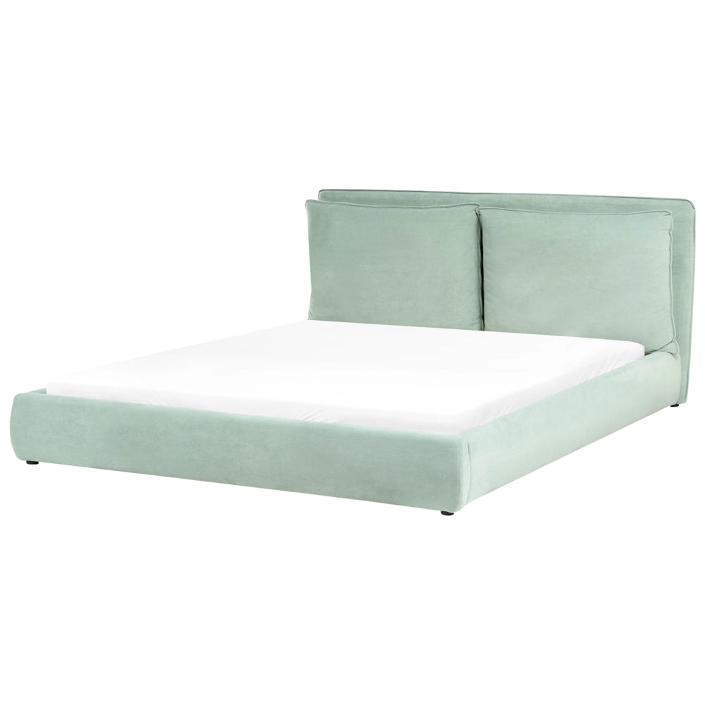 Letto matrimoniale ad acqua tessuto verde menta 180 x 200 cm camera da letto moderna