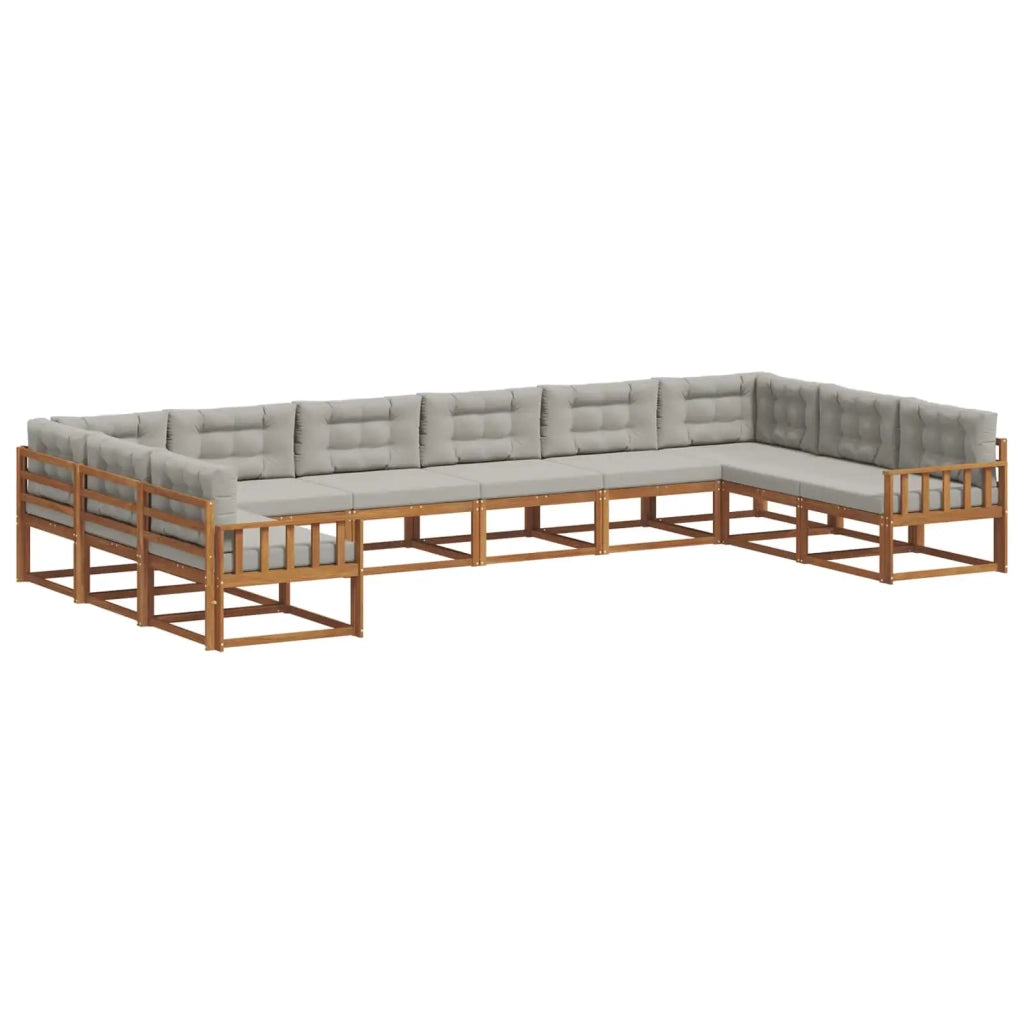 Set di divani da esterno 10 pcs Grigio Naturale e Chiaro