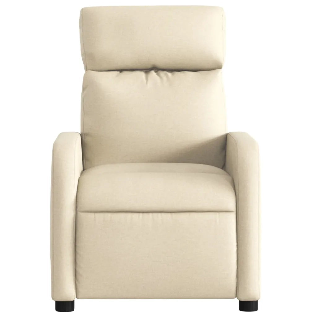 Poltrona Massaggiante | Sedia Relax Reclinabile Crema in Tessuto