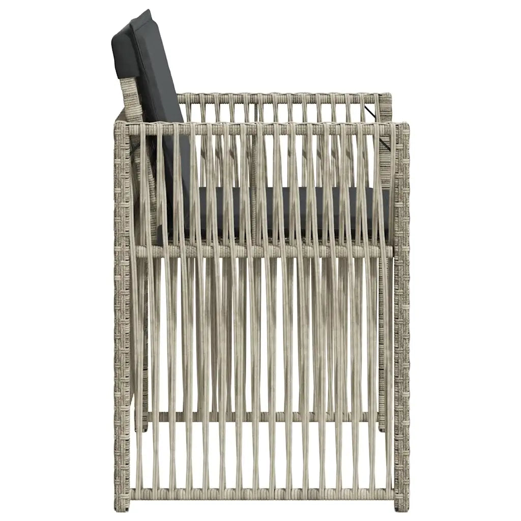 Sedie da Giardino con Cuscini 4 pz Grigio Chiaro in Polyrattan