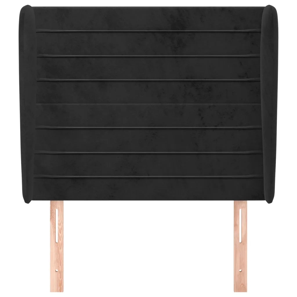 Testiera | Testata ad Orecchio Nera 83x23x118/128 cm in Velluto