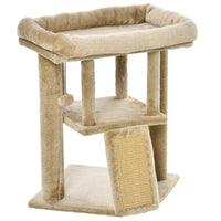 Albero Tiragraffi per Gatti con Casetta e Lettino 40x40x57 cm in Peluche e Juta Marrone