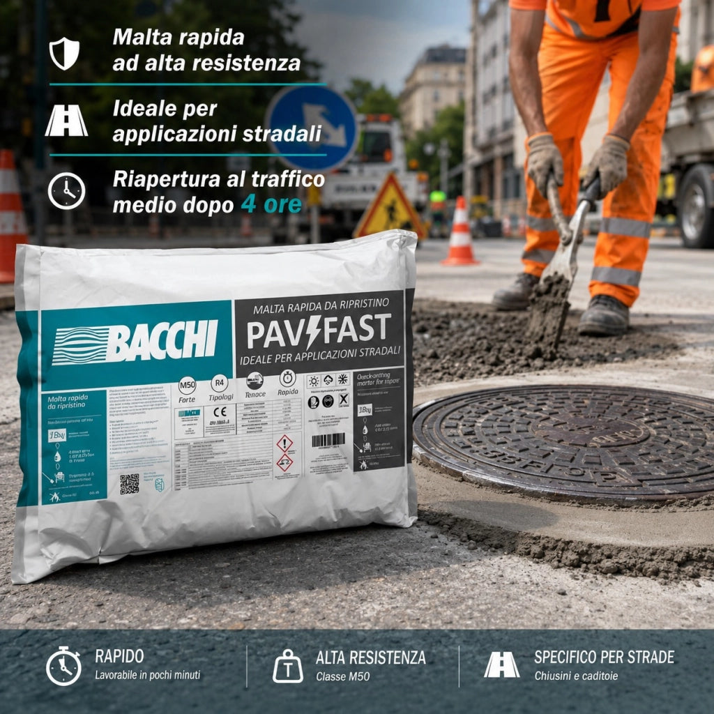 Bacchi pavifast malta cementizia rapida per pavimentazioni e carreggiate