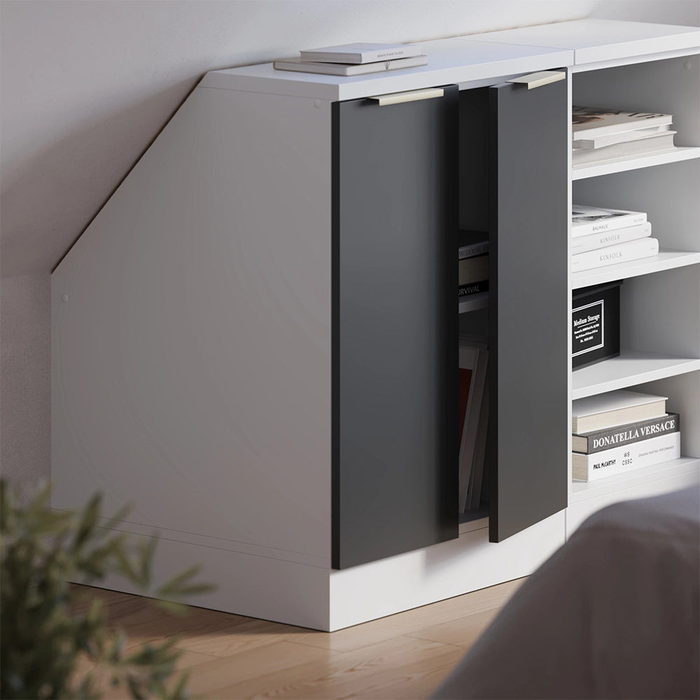 Mobile cucina sottotetto R-Line Antracite-oro/Bianco 60 cm con 2 porte, carcassa 60 cm profondità Vicco