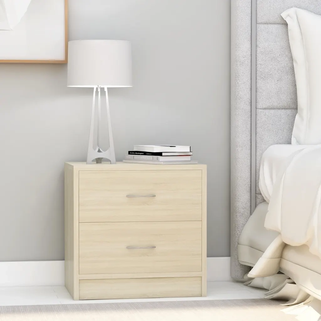 Set di 2 Comodini | Armadio da Notte | Mobiletto da notte Rovere Sonoma 40x30x40 cm in Legno Multistrato
