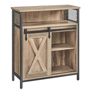 Mobile contenitore con anta scorrevole scomparto aperto ripiano regolabile stile industriale per ingresso soggiorno cucina ufficio marrone rustico e nero 12_0006431