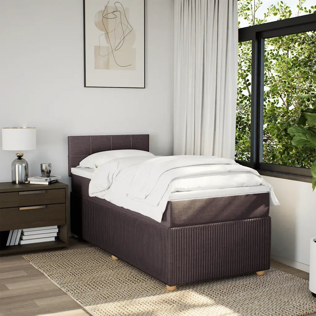 Giroletto a Molle con Materasso Marrone Scuro 80x200 cm Tessuto 3289586
