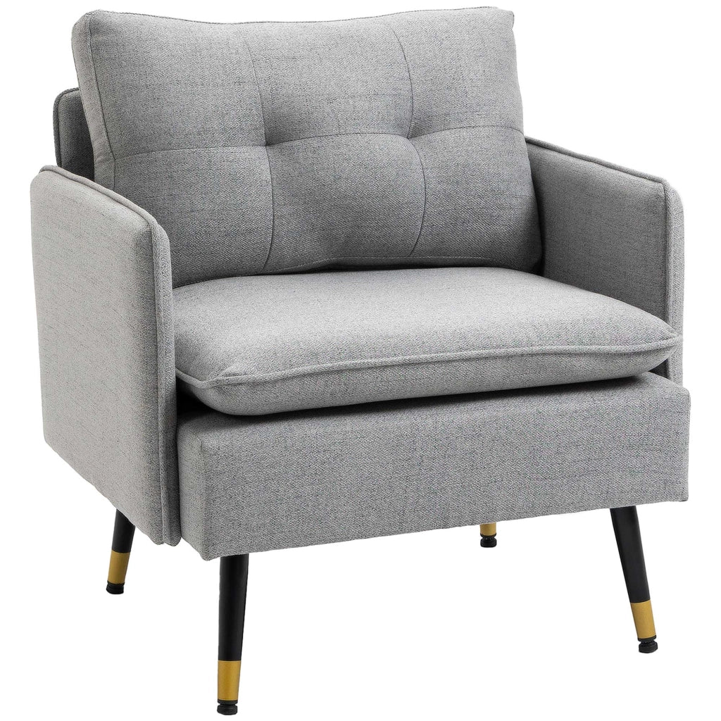 EasyComfort Poltrona Moderna in Tessuto con Seduta Imbottita e Gambe in Acciaio, 76x68x80 cm, Grigio