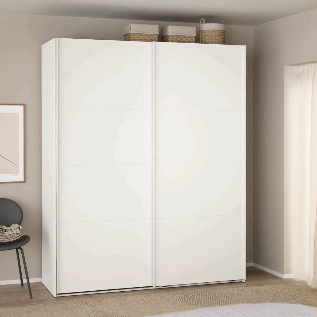 Guardaroba 2 ante\ Gomer, Mobile multifunzionale, Mobiletto scarpiera, Guardaroba porta scarpe, 179x65 h220 cm, Bianco