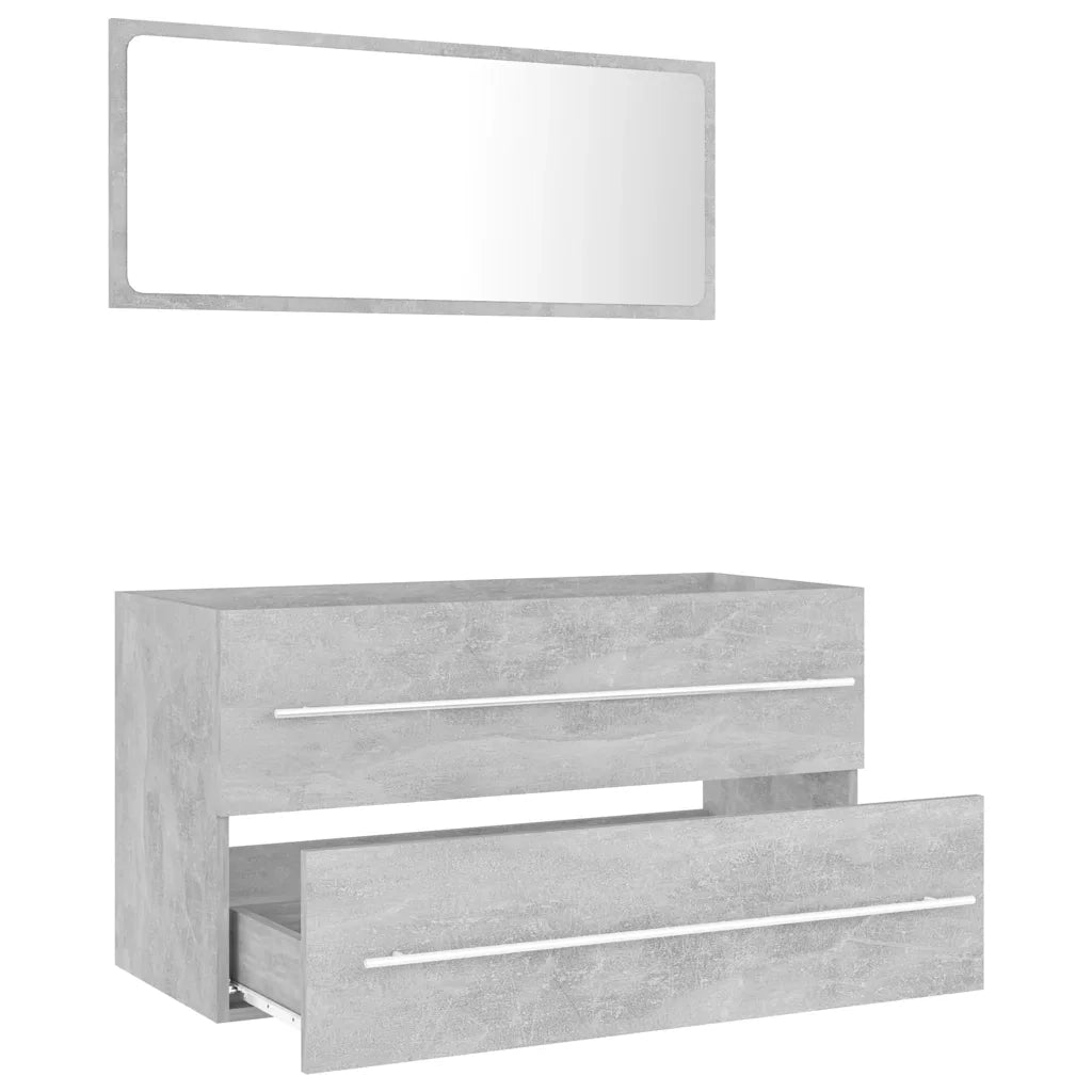 Set Mobili da Bagno 2 pz Grigio Cemento in Legno Multistrato 804849