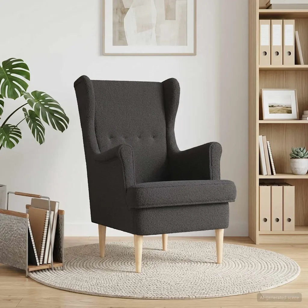 Poltrona-Divano Sedia-Poltroncina Grigio Scuro Boucl¨¦ 996412