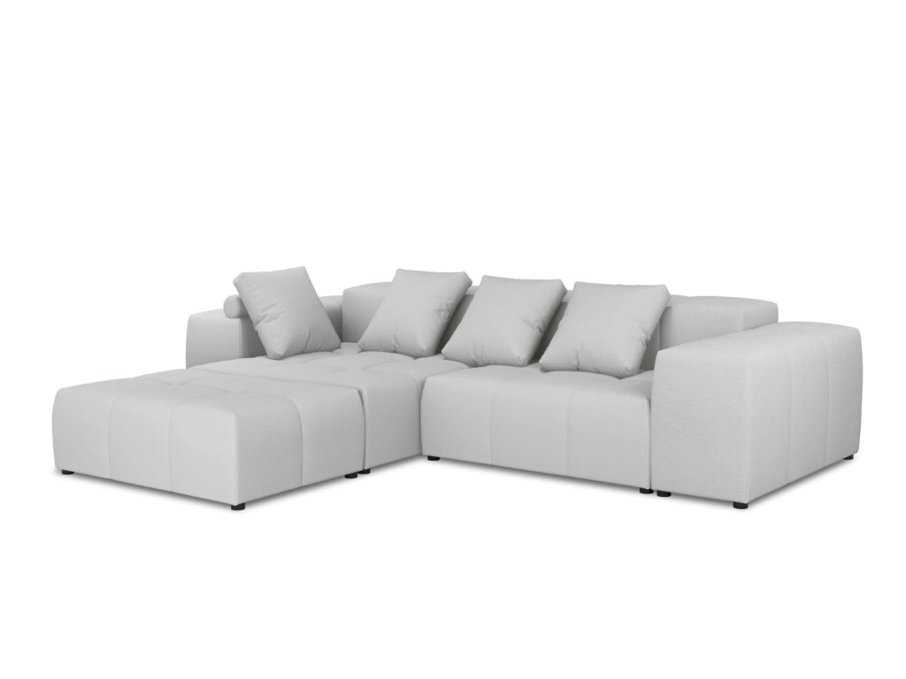 Cosmopolitan Design - Divano angolare modulare reversibile "Rome" 5 posti in tessuto strutturato grigio chiaro 