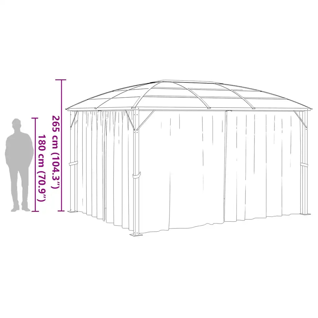 Gazebo con Tende 400x300x265 cm Antracite 48601