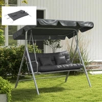 Set 4 Cuscini da Giardino per Schienale e Seduta con Imbottitura, in Poliestere, Grigio Carbone