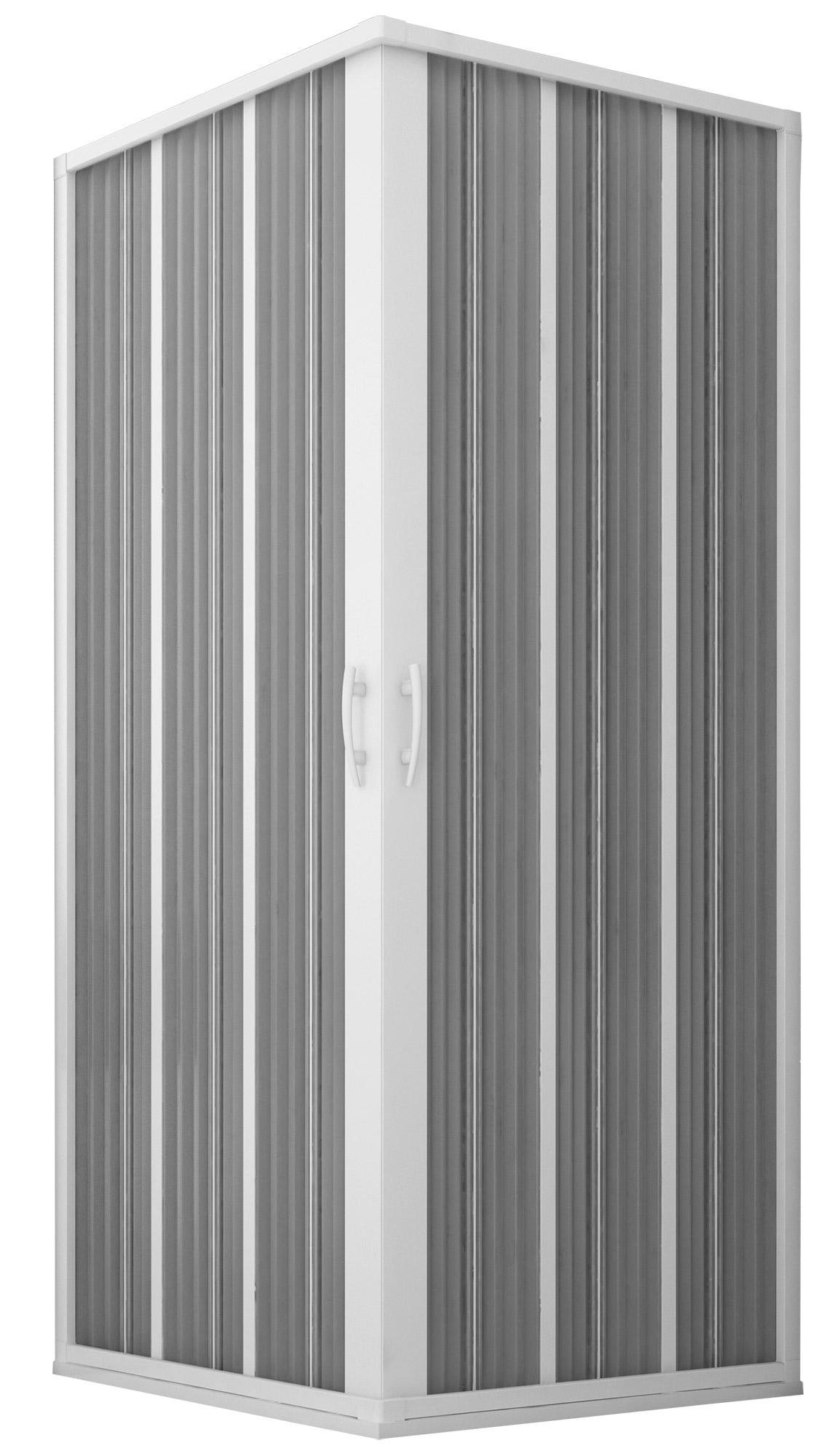 Box Doccia Angolare 2 Ante a Soffietto in PVC Apertura Centrale H185 cm Dorini Bianco 80x80 cm