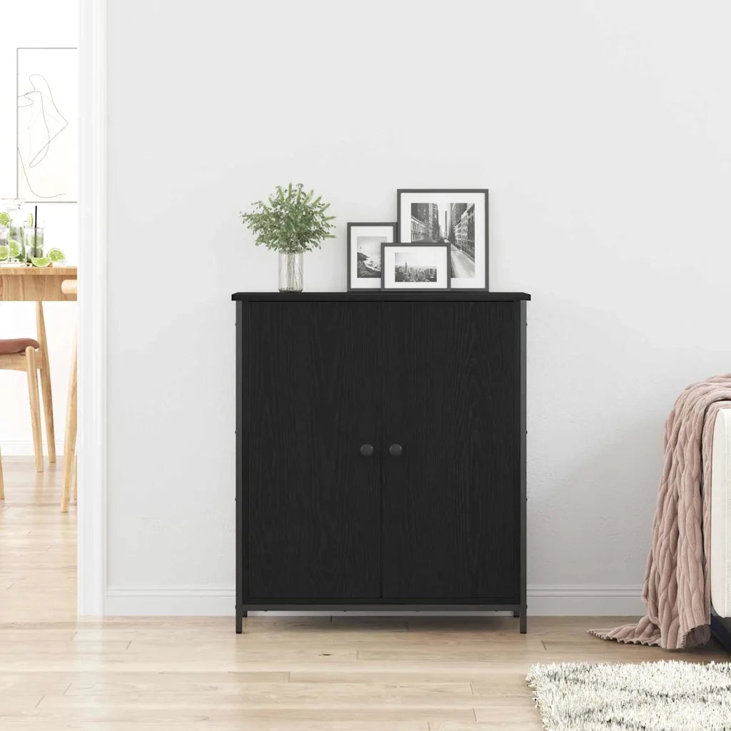 Credenza | Madia | Buffet da pranzo | Armadio da pranzo Rovere Nero 70 x 30 x 80 cm Legno multistrato