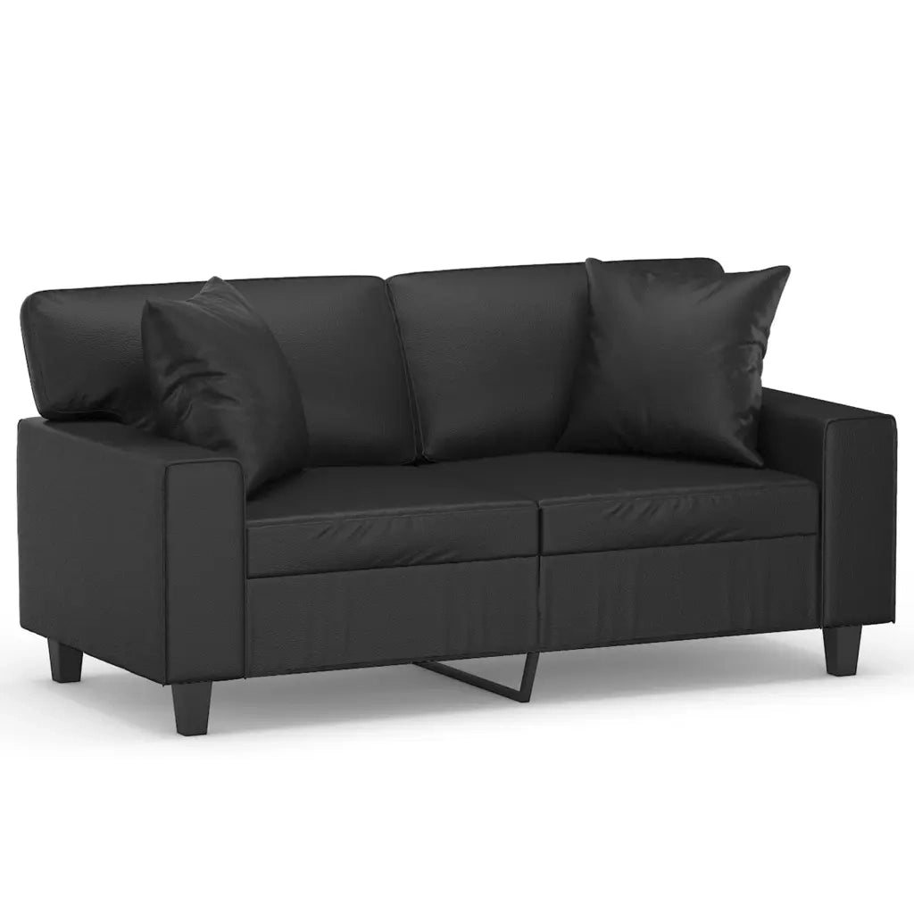 Divano a 2 Posti con Cuscini Nero 120 cm in Similpelle 3200861