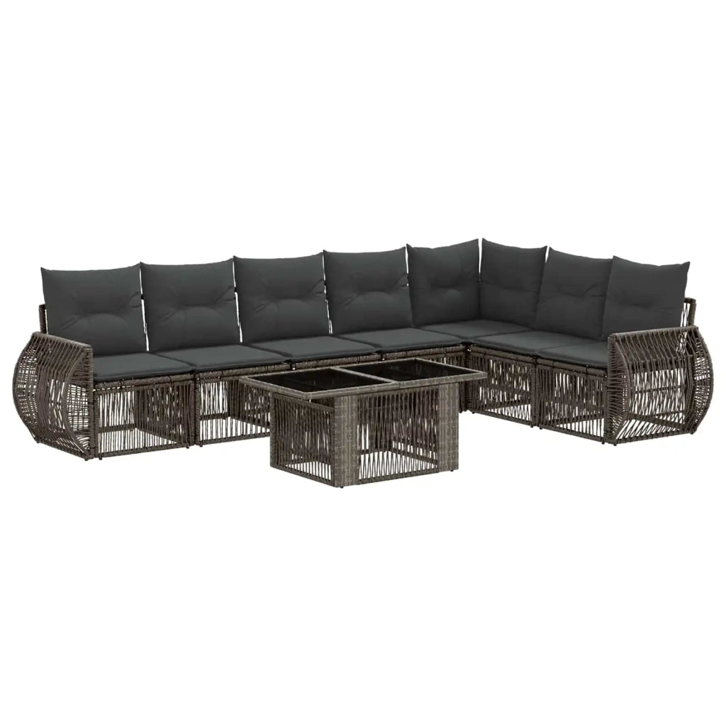 Set Divano da Giardino 8 pz Grigio e Grigio Scuro polyrattan 3436949